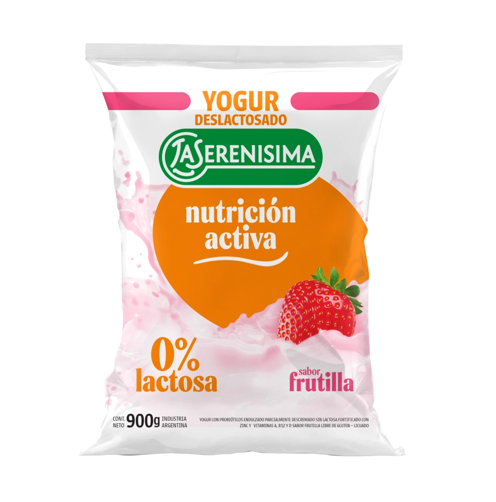 La Serenisima Yogur Sachet Bebible Frutilla Deslactosado 900g